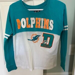 NFL Dolphins Kids Long Sleeve Tee - Teal and White